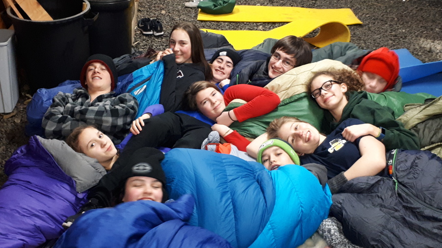 grade 9s from island pacific school sleep out in the cold to