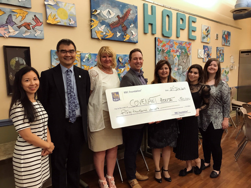 The team at RBC comes to present their generous gift supporting mental health programs
