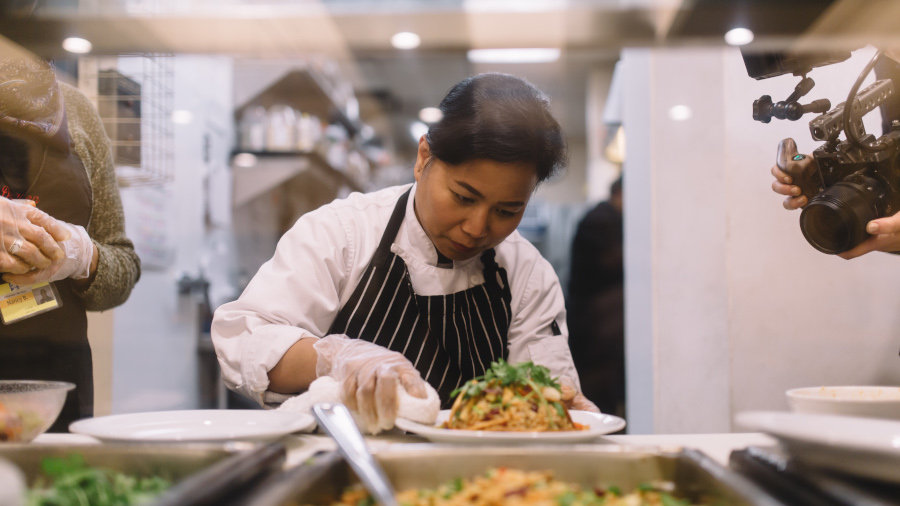 finishing touches on a plate